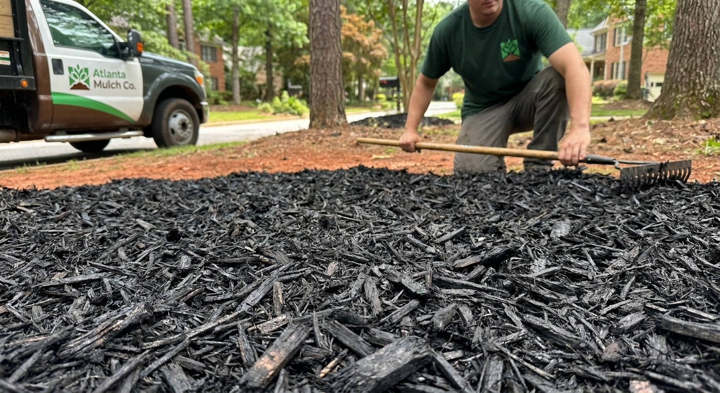 Dyed Mulch Installation in Atlanta, Georgia
