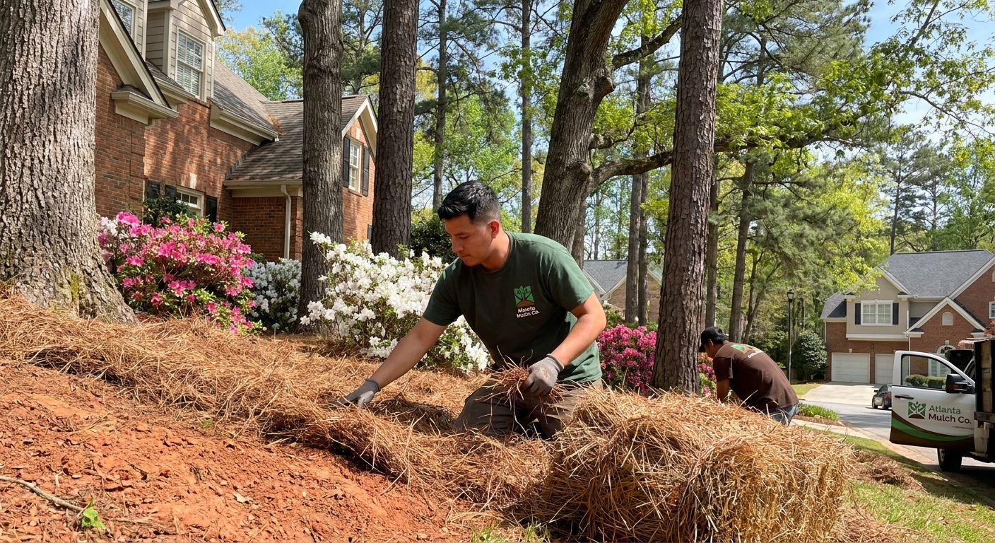 Pine Straw Installation in Atlanta, Georgia